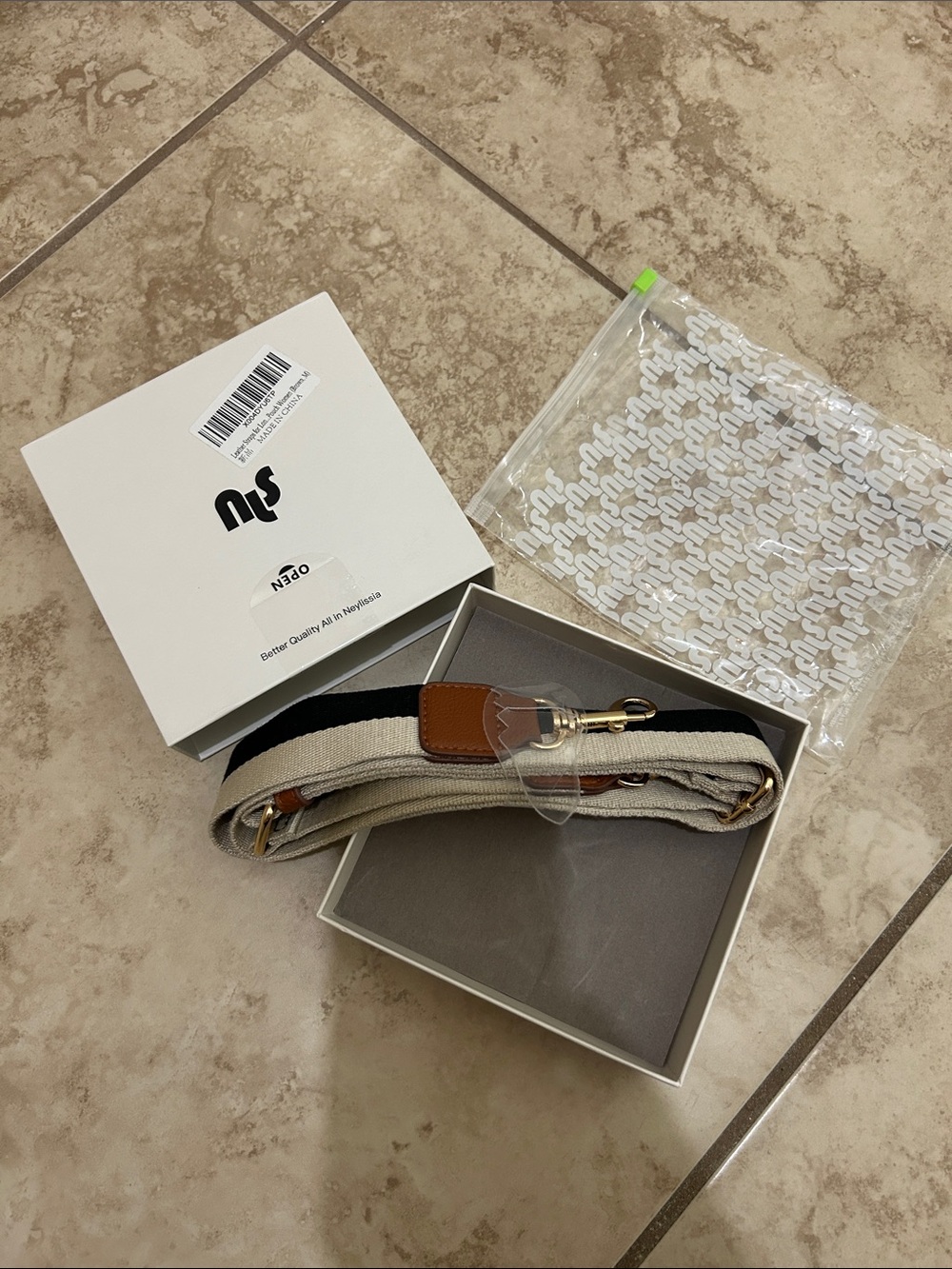 Neylissia Beige and Brown Crossbody Strap to switch out on bags wear